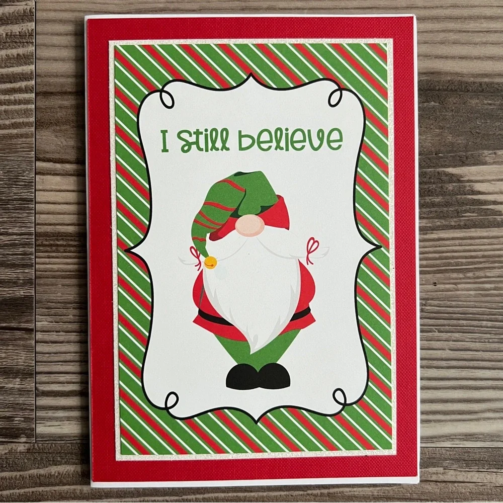 Handmade Christmas Holiday Gnome Greeting Cards Set of 12 5”x7” With Envelopes